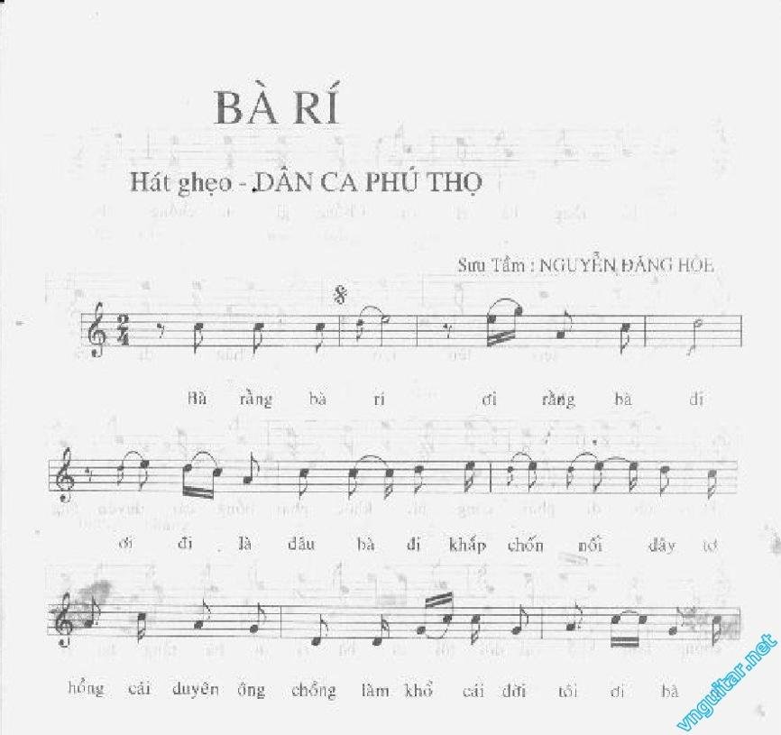 Sheet nhạc Bà Rằng Bà Rí